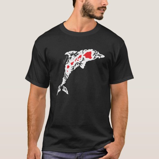 ハワイの島のイルカのワイシャツ Tシャツ (正面)