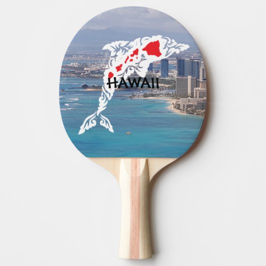ハワイの島のイルカWaikiki 卓球ラケット (正面)