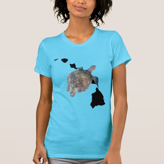 ハワイの島のオアフカメ Tシャツ (正面)