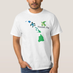 ハワイの島の鎖- Hanauma湾のオアフカメ Tシャツ