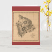 ハワイの島1886年のヴィンテージのハワイアンの地図 カード (黄色い花)