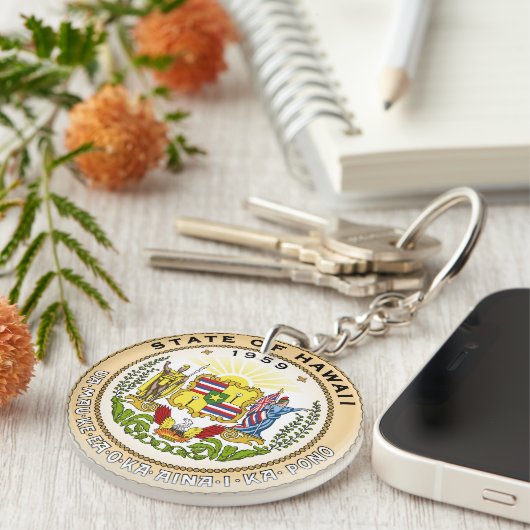 ハワイの州のシールアメリカ共和国の記号の旗 キーホルダー (正面右)