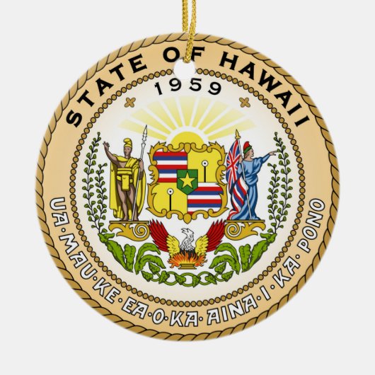 ハワイの州のシールアメリカ共和国の記号の旗 セラミックオーナメント (正面)