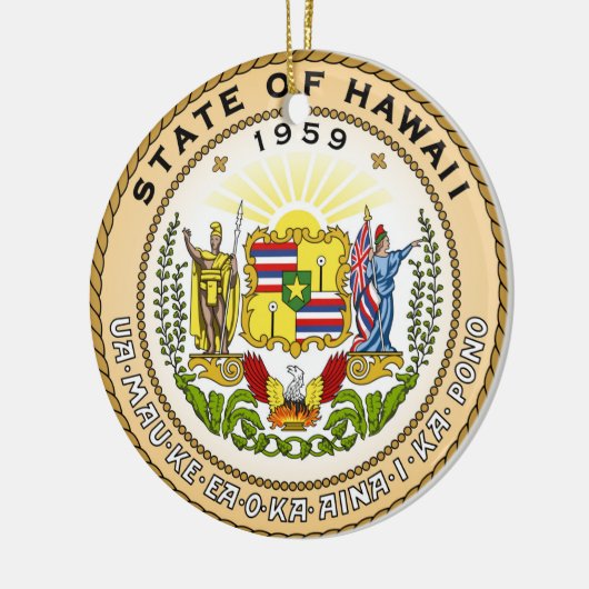 ハワイの州のシールアメリカ共和国の記号の旗 セラミックオーナメント (左)