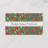ハワイの情熱のショッキングピンクの熱帯フラワーパワー 名刺 (裏面)