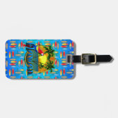 ハワイの日没のサーフボード ラゲッジタグ (正面横)