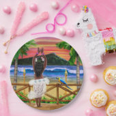 ハワイの日没のフラのダンサー ペーパープレート (パーティー)