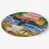 ハワイの日没のフラのダンサー ペーパープレート (アングル)