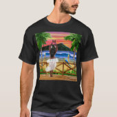 ハワイの日没のフラのダンサー Tシャツ (正面)