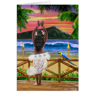 ハワイの日没のフラ