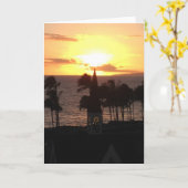ハワイの日没 カード (黄色い花)