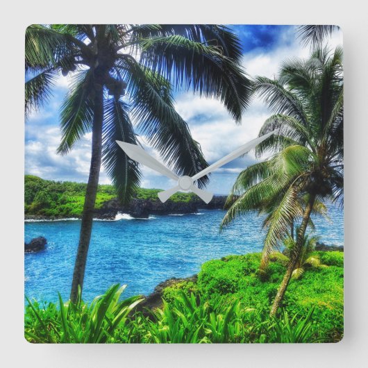 ハワイの時計 スクエア壁時計 (正面)