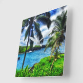 ハワイの時計 スクエア壁時計 (傾斜)