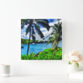 ハワイの時計 スクエア壁時計 (ホーム)