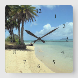 ハワイの景色のオーシャンビュー スクエア壁時計