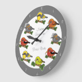 ハワイの森の鳥 ラージ壁時計 (傾斜)