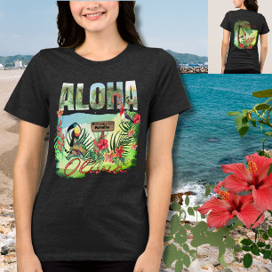 ハワイの楽園 ダブルサイド パーソナライズド アロハトロピカルパラダイス トライブレンドTシャツ