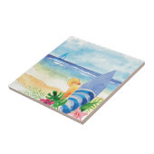 ハワイの波の休暇-水彩画の芸術 タイル (側面)