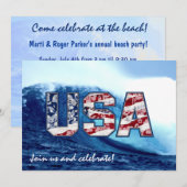 ハワイの波パーティー招待状 招待状 (正面/裏面)
