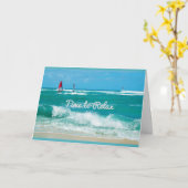 ハワイの海洋波の誕生日 カード (黄色い花)