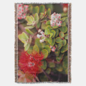 ハワイの火山のレフアの花 スローブランケット (正面縦)