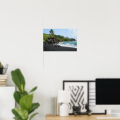 ハワイの火山黒砂ビーチポスター ポスター (ホームオフィス)