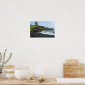 ハワイの火山黒砂ビーチポスター ポスター (キッチン)