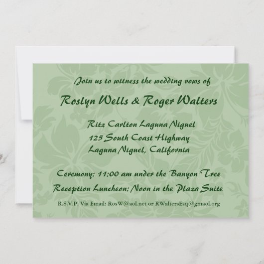 ハワイの熱帯ハイビスカスの招待状 招待状 (裏面)