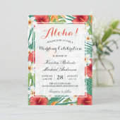 ハワイの熱帯ハイビスカス ウェディング セレブレーション 招待状 (スタンド正面)