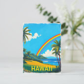 ハワイの熱帯ビーチとレインボー ポストカード (スタンド正面)