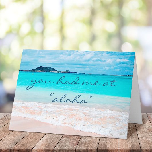 ハワイの熱帯ビーチアロハスクリプトで私を持っていた カード