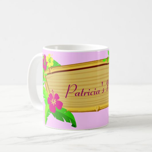ハワイの熱帯地方の花のテンプレートのマグ コーヒーマグカップ (正面左)