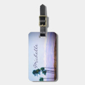 ハワイの熱帯性ヤシの木の写真名前をカスタムするスクリプト ラゲッジタグ (正面縦)