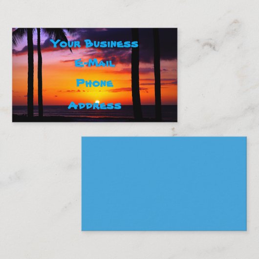 ハワイの熱帯日没の楽園 名刺 (正面/裏面)
