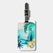 ハワイの熱帯波の芸術 ラゲッジタグ (正面縦)