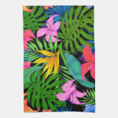 ハワイの熱帯花模様 キッチンタオル (縦)
