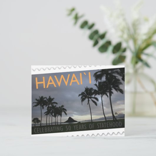 ハワイの独立国家第50記念日の郵便はがきの島 ポストカード (スタンド正面)