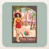 ハワイの王室のなハワイのホテル スクエアペーパーコースター (正面)