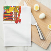 ハワイの王室のな紋章付き外衣 キッチンタオル (四つ折り)