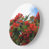 ハワイの王室のなPoincianaの花盛りの木 ラージ壁時計 (傾斜)