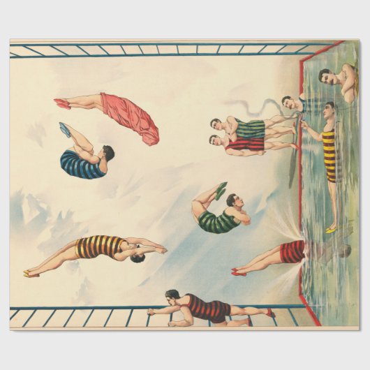 ハワイの真珠ダイバーの男性の泳ぐ人のサーカスの出し物 ラッピングペーパー (フラット)