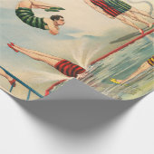 ハワイの真珠ダイバーの男性の泳ぐ人のサーカスの出し物 ラッピングペーパー (角)