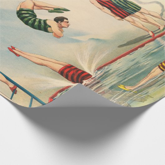 ハワイの真珠ダイバーの男性の泳ぐ人のサーカスの出し物 ラッピングペーパー (角)