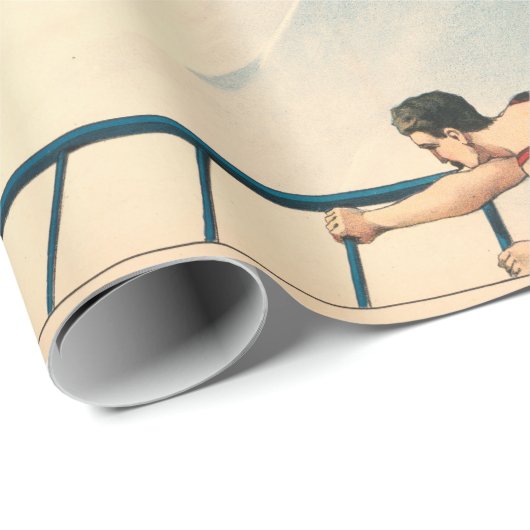 ハワイの真珠ダイバーの男性の泳ぐ人のサーカスの出し物 ラッピングペーパー (ロールコーナー)