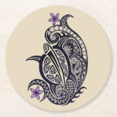 ハワイの種族のHonuのウミガメのコースター ラウンドペーパーコースター (正面)