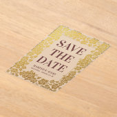 ハワイの結婚式の日付を保存 アクリル招待状 (レイダウン)