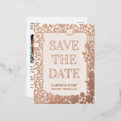 ハワイの結婚式の日付を保存 箔シーズンポストカード (正面/裏面)