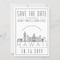 ハワイの結婚式 スタイル化されたスカイライン Save the Date