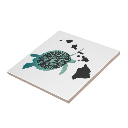 ハワイの緑のウミガメおよびハワイの島 タイル (側面)