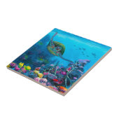 ハワイの緑のウミガメの熱帯魚礁 タイル (側面)